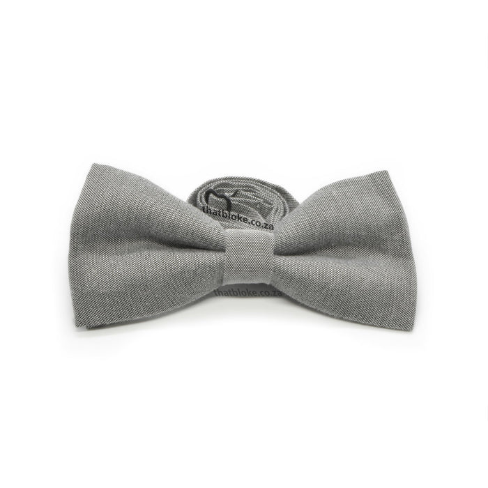 Grey Bow Tie For Men Soft Matt Polyester Front View