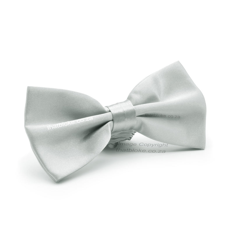 Light Silver Bow Tie For Men Polyester Silky