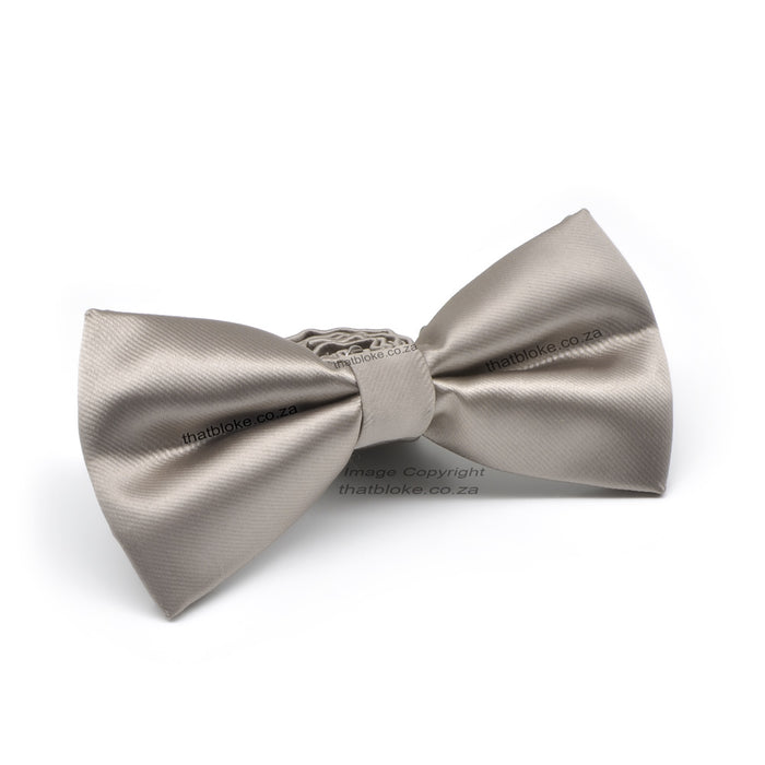 Urban Taupe Grey Bow Tie For Men Stripe Patterned Polyester Side View