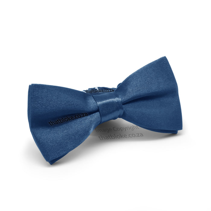 Kids Bow Tie Light Navy Blue Silky Polyester