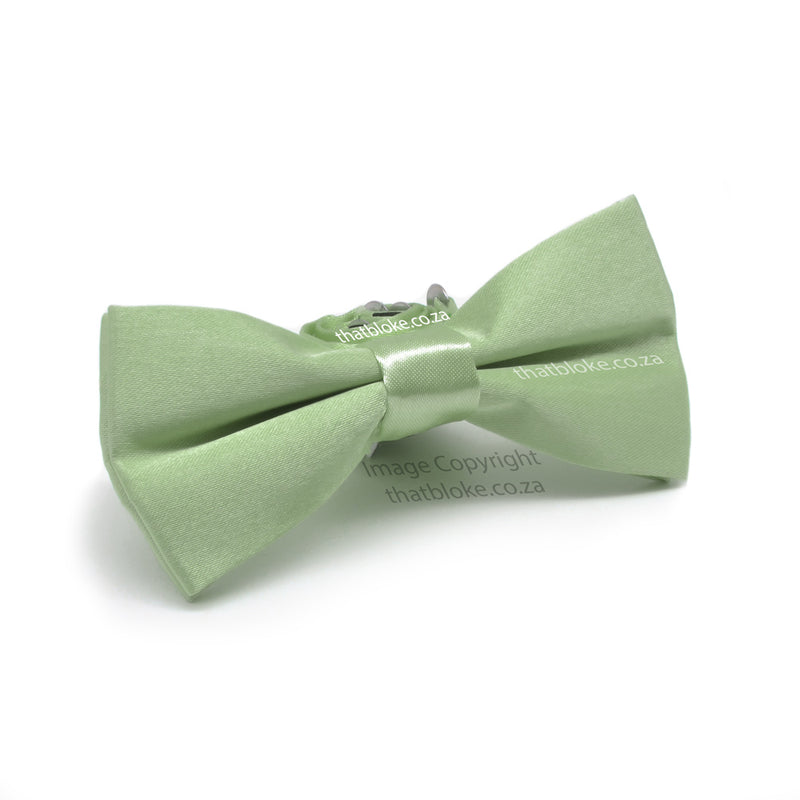 Kids Bow Tie Faded Lime Green Silky Polyester
