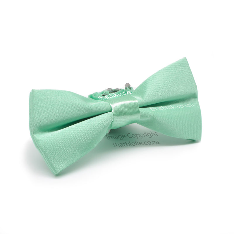 Kids Bow Tie Light Mint Green Silky Polyester