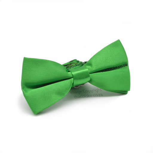 Kids Bow Tie Green Silky Polyester