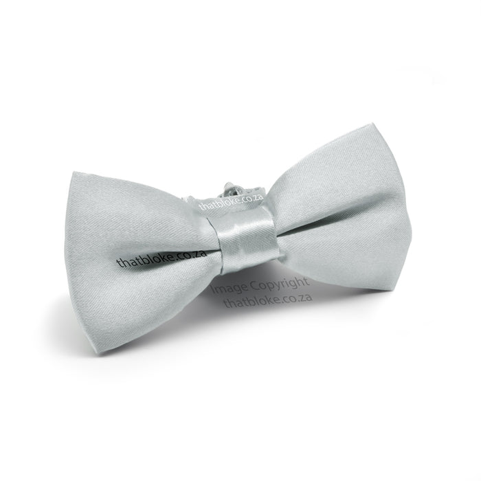 Light Grey Kids Bow Tie Silky Polyester