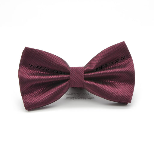 Dark Maroon Bow Tie For Men Diamond Pattern Polyester Front View