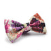 Pink Purple & Green Floral Rose Bow Tie For Men Cotton Side View