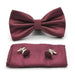 Light Maroon Bow Tie Pocket Square Set Diamond Pattern