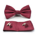 Light Maroon Bow Tie Pocket Square Set For Men Silky Polyester