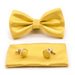 Bumblebee Yellow Bow Tie Pocket Square Set For Men Diamond Pattern