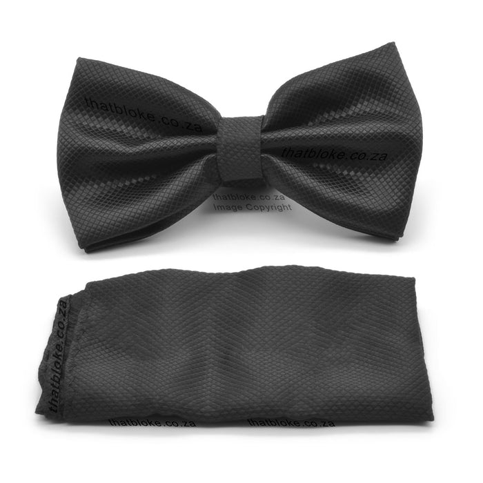 Bow Tie & Pocket Square Set For Men Diamond Pattern Polyester