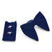 Light Navy Blue Velvet Bow Tie Pocket Square Set For Men Oversized Butterfly