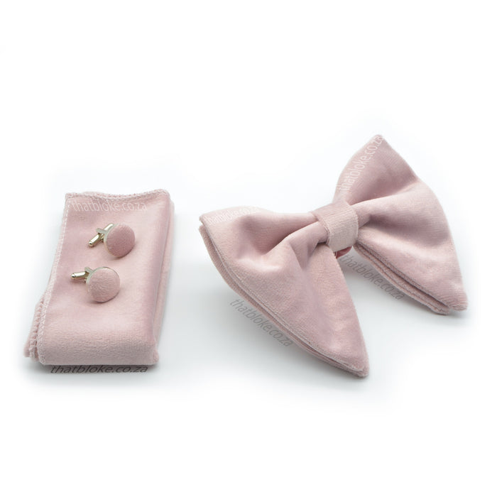 Ultra Light Lilac Purple Velvet Bow Tie Pocket Square Set For Men Oversized Butterfly