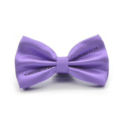 Lavender Purple Bow Tie For Men Diamond Pattern Polyester Front View