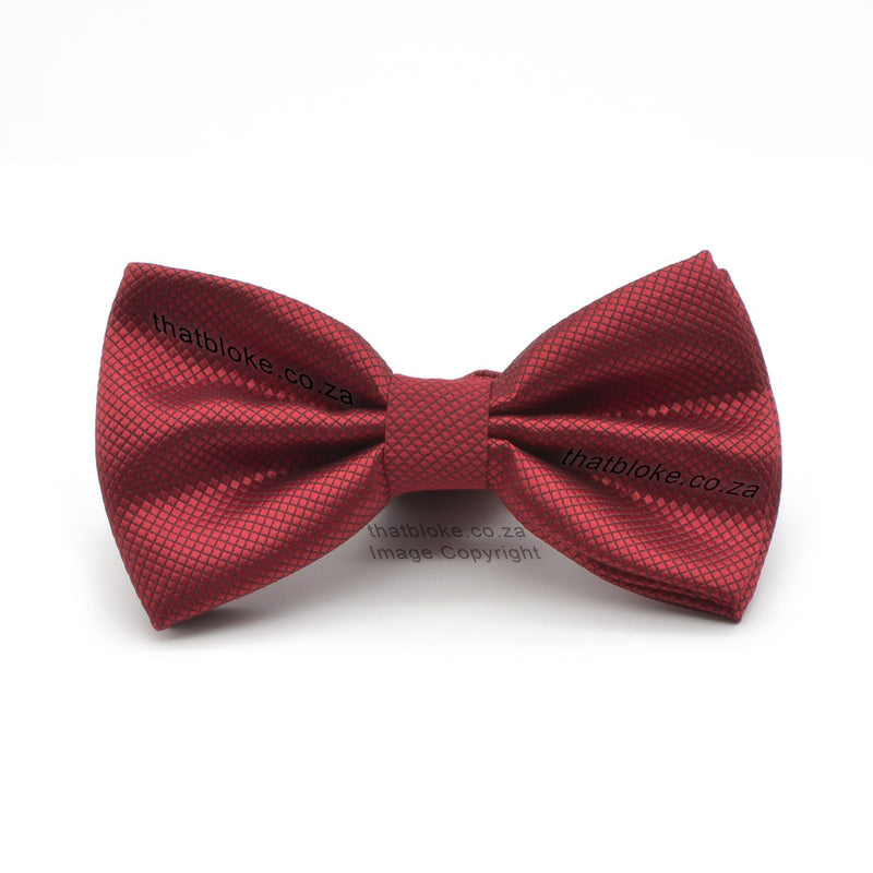 Dark Red Bow Tie For Men Diamond Pattern Polyester Front View