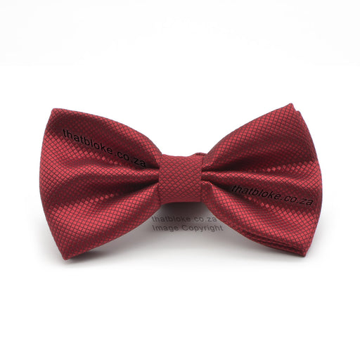 Dark Red Bow Tie For Men Diamond Pattern Polyester Front View