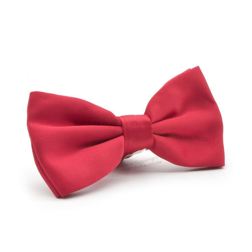 Red Bow Tie For Men Silky Soft Poloyester Side View