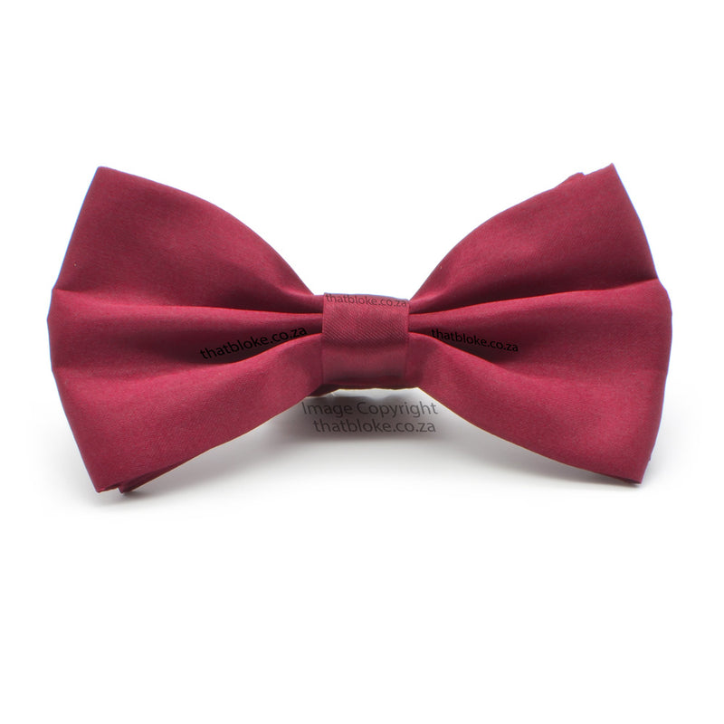 Wine Red Bow Tie For Men Silky Polyester