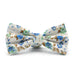 White Floral Bow Tie Brown Green Blue Roses Floral Cotton Front View