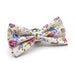 White Floral Bow Tie For Men PInk Blue Roses Floral Cotton Side View