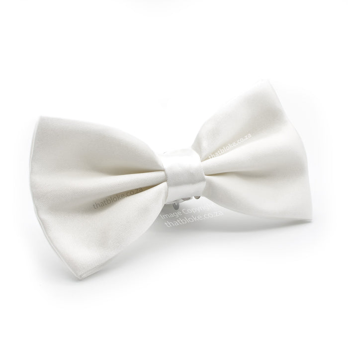 White Bow Tie For Men Silky Polyester