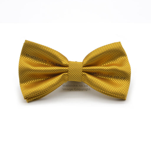 Yellow Gold Bow Tie For Men Diamond Pattern Front View