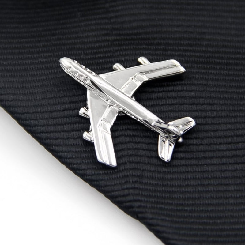 Boeing Jet Airplane Brooch Pin For Men Silver Display