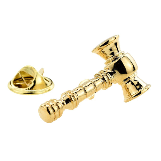 Gavel Hammer Brooch Pin Auction Gold Front