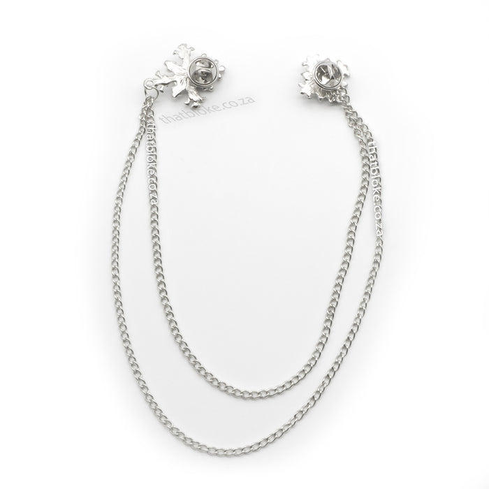 Men's Brooch - Decorative Jewel Chain (Silver & Black)
