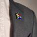 South African Flag Brooch Pin Badge Silver Metal On Formal Suit From Side