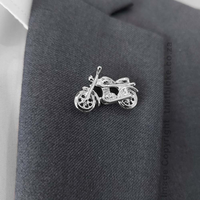 Men's Brooch - Motorcycle Classic (Silver & Black)