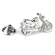 Motorcycle Brooch Pin Classic Vintage Silver Side Front 
