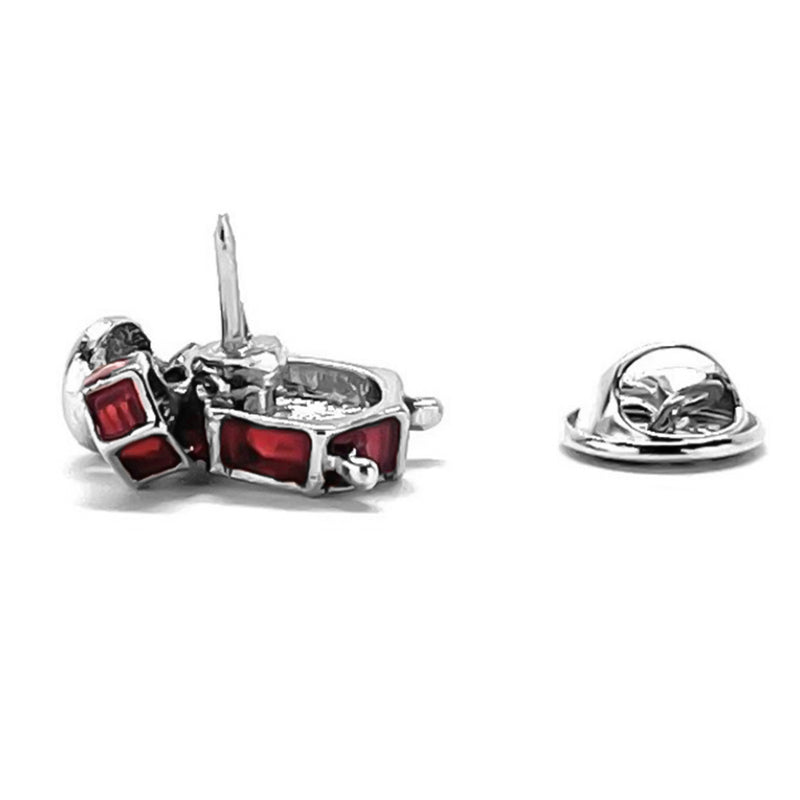 Men's Brooch - Music Drum Set (Silver & Red)
