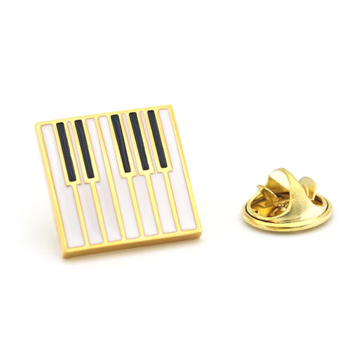 Piano Keys Music Brooch Pin For Men Gold