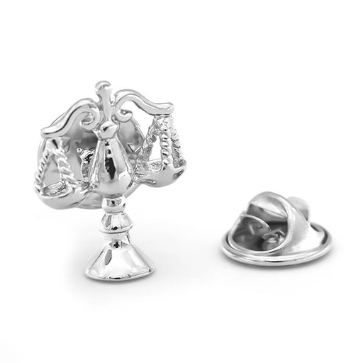 Scales Of Justice Brooch Pin For Men Silver