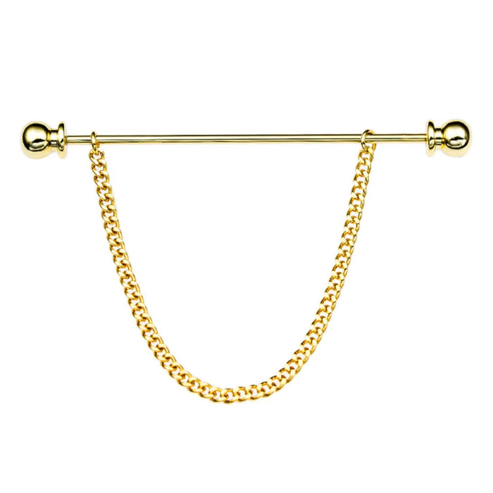 Round Knob Collar Bar Single Chain Gold Front