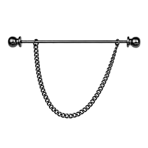 Round Knob Collar Bar Single Chain Gunmetal Black Front