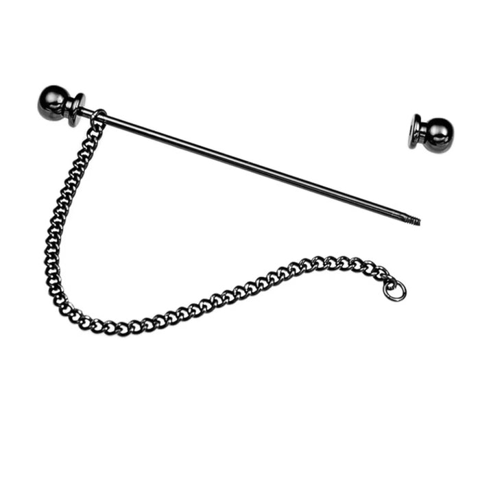 Round Knob Collar Bar Single Chain Gunmetal Black Open