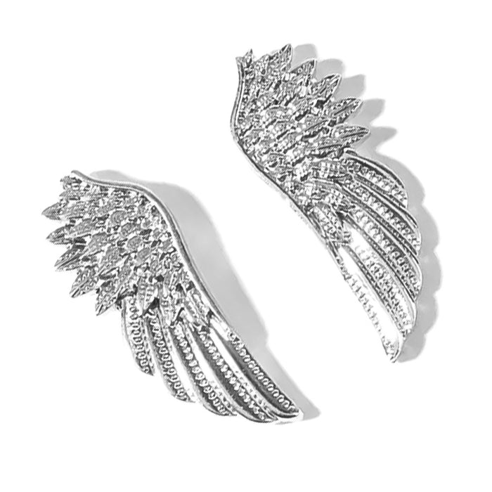 Angel Wings Collar Clip Pin For Men Small Silver Top View