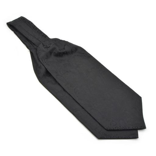 Black Cravat Neck Tie For Men Floral Paisley Pattern Silky Top Image