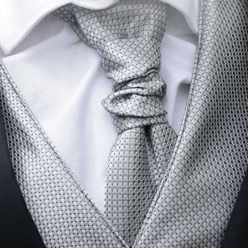 Neck Tie Cravat - Black Paisley Floral (Silky)