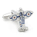Army Spitfire Airplane Cufflinks Silver For Men Top View