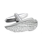 Angel Wings Cufflinks Silver Plain Front