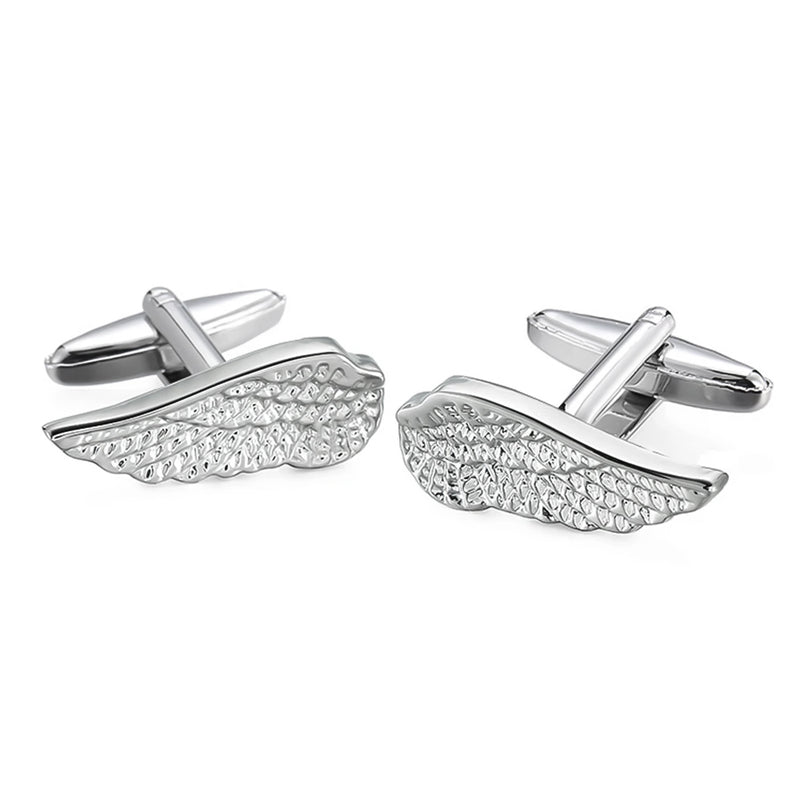 Angel Wings Cufflinks Silver Plain Pair
