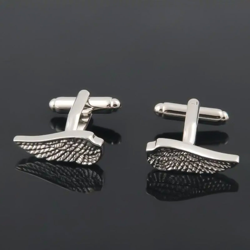 Angel Wings Cufflinks Silver Plain Display