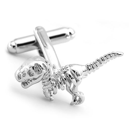 Dinosaur T-Rex Fossil Body Cufflinks Silver Front
