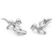 Dinosaur T-Rex Fossil Body Cufflinks Silver Front and Back