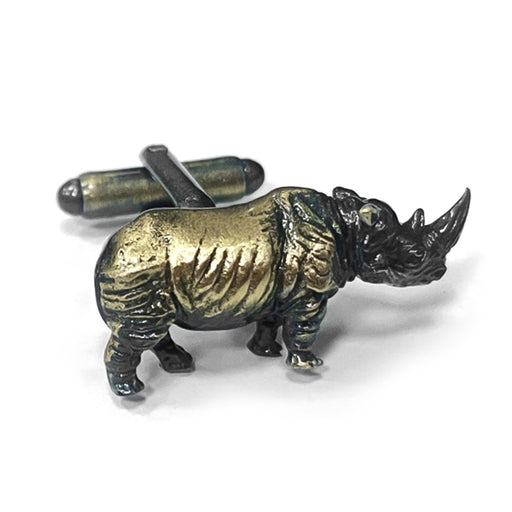 Bronze Rhino Cufflinks For Men South African Animal Detailed Front image