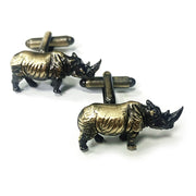 Bronze Rhino Cufflinks For Men South African Animal Detailed Pair