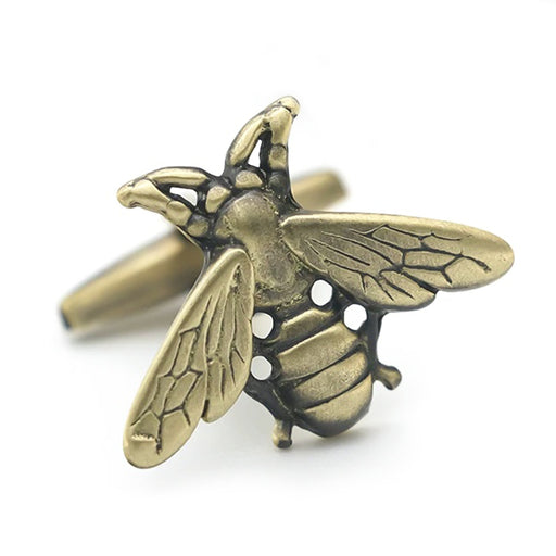 Bee Cufflinks Bronze Insect Front View
