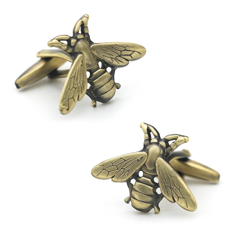 Bee Cufflinks Bronze Insect Front Pair
